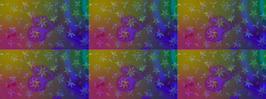 Raster. Düz Çiçek Elementleri Tasarımı. Renkli Bahar Teması çizim şablonu.