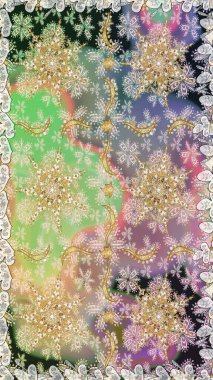 Damask arkaplanı tekerrür ediyor. Antika altın tekrarlanabilir duvar kağıdı. Barok tarzında altın çiçek süsü. Tarafsız renklerde altın element.