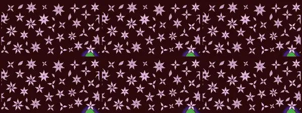 Çiçekli ipek eşarp. Kahverengi üzerine kahverengi. Retro tekstil tasarım koleksiyonu. 1950-1960 motifleri. El çizimi çiçek elementleri ile soyut çizim raster deseni.