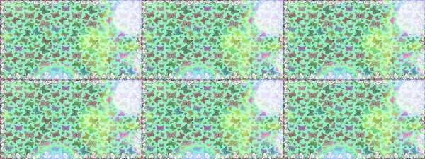 Duvar kağıdı için böcek dokusunun tekrarı. Raster illüstrasyonu. Bahar Kelebeği teması. Mavi ve nötr lekeli oldukça pürüzsüz kelebek kumaşı..