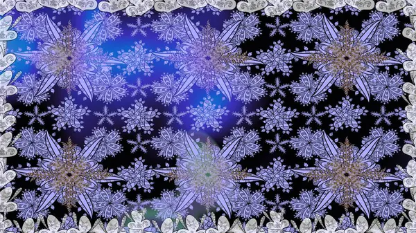 Raster suluboya çiçek deseni, narin çiçekler, mavi çiçekler, tebrik kartı şablonu. Raster Güzel kumaş deseni.