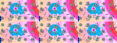 Raster illüstrasyonu. Tarafsız renklerde. Çiçekli güzel suluboya desen.