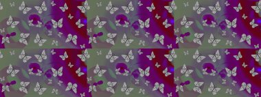 Erkekler, kızlar, elbiseler, duvar kağıtları için soyut çizim kalıbı. Sonsuz. Raster illüstrasyonu. Çizim, karalama, karalama. Kelebeklerle çizim yapın.