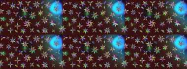 Renkli Bahar Teması eskiz kalıbı. Düz Çiçek Elementleri Tasarımı. Raster..