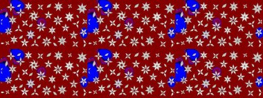 Düz Çiçek Elementleri Tasarımı. Güzel kumaş deseni. Renkli Yaz Temalı eskiz kalıbı. Raster illüstrasyonunda çiçek deseni çizimi.