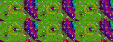 Renkli Bahar Teması eskiz kalıbı. Güzel çiçek deseni. Düz Çiçek Elementleri Tasarımı. Yeşil renkte çiçekler.