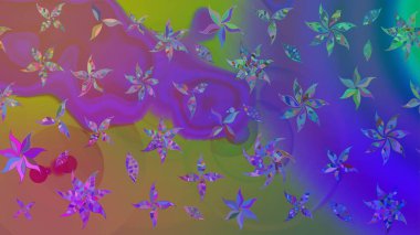 Nazikçe, güzel çiçek arkaplanı. Mor renkli çiçekler. Raster çiçek desenli ve çiçekli..