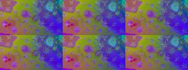 Raster illüstrasyonu. Mor renkli çiçekler. Çiçek desenli eskiz, vuruşlar, sıçramalar, yaz çiçekleri..