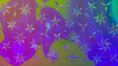 Renkli Bahar Teması eskiz kalıbı. Raster illüstrasyonundaki çiçek desenli çizim. Güzel kumaş deseni. Düz Çiçek Elementleri Tasarımı.