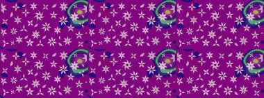 El yapımı çiçek ve bitki koleksiyonu. Eskiz tarzı mor renkler. Raster illüstrasyonu. Raster illüstrasyonu. Şirin karalamalı çiçek deseni çiz..