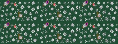 Küçük çiçekteki sevimli çiçek deseni. Yeşil renkli çiçekler. Raster illüstrasyonu.