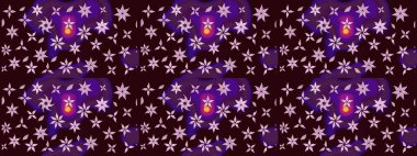 Çiçekli karalama şeklinde Raster çiçek deseni. Kahverengi renkli çiçekler. Yumuşak, bahar çiçekli arka plan.