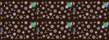 Kahverengi renkli bitkilerden oluşan parlak çiçekli çizim deseni.