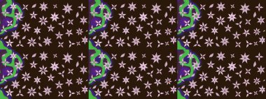 Elle boyanmış suluboya resim çizimleri, çiçekler ve bitkiler. Kahverengi renkte çiçekler.