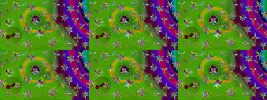 Renkli Bahar Teması eskiz kalıbı. Yeşil renkli çiçekler. Düz Çiçek Elementleri Tasarımı. Raster illüstrasyonunda çiçek deseni çizimi.