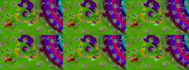 Hediye ambalaj kağıdı, tebrik kartları, posterler ve pankart tasarımı. Yeşil renkli çiçekler. Raster düz çiçek çizim deseni.