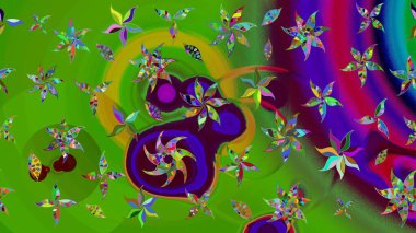 Yeşil renkli çiçekler. Gömlek, arka plan modelini çiz. Tropik çiçekler.