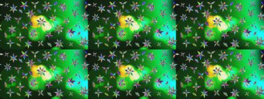 Yeşil renkte güzel çiçekler, suluboya desenli, duvar kağıdı, kart ya da kumaş için fayanslı eskizler. Raster..