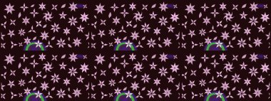 Kahverengi renkli çiçekler. Renkli Bahar Teması eskiz kalıbı. Güzel çiçek deseni. Düz Çiçek Elementleri Tasarımı.