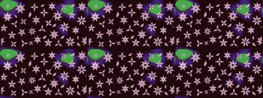 Düz Çiçek Elementleri Tasarımı. Raster illüstrasyonundaki çiçek desenli çizim. Renkli Bahar Teması eskiz kalıbı. Süslü kumaş deseni.