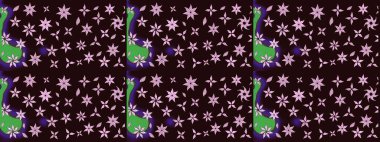 Raster illüstrasyonu. Çiçek deseni. Kahverengi renkli çiçekler. Kahverengi renkte çiçek eskizi. Şatafatlı bahar bahçesi dokusu.