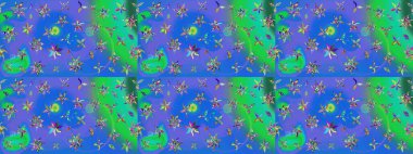 Şirin çiçekler. Çizgi çizimi kalıbı. Raster Moda kumaş deseni.