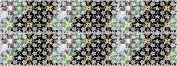 Raster Floral Illustration, Asyalı tekstil. Gri renkli etnik çiçeklerle kusursuz bir desen..