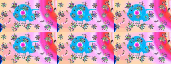 Raster illüstrasyonu. Tarafsız renklerde. Çiçekli güzel suluboya desen.