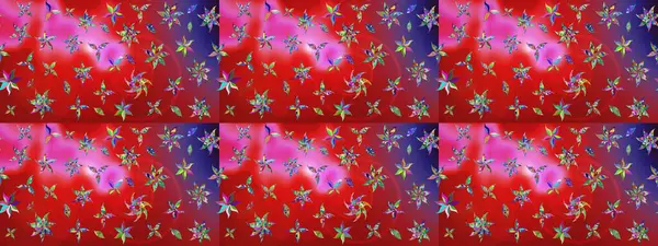 Kırmızı renkte çiçekler. Renkli Bahar Teması eskiz kalıbı. Düz Çiçek Elementleri Tasarımı. Sevimli çiçek raster deseni.