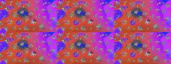 Suluboya çiçekli çiçek deseni. Mor renkli Asya tekstili. Raster illüstrasyonu.