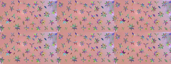 Raster deseni. Tarafsız renklerde bahar çiçekleri. Raster illüstrasyonu. Patlayan çiçekler soyut yerleştirilmiş.