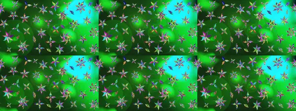 Raster illüstrasyonu. Yeşil renkli çiçekler. Çizim çiçek deseni duvar kağıdı için kullanılabilir.