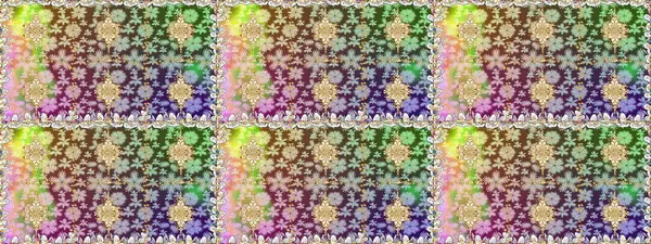 Altın desenli çiçek dekoru. Davetiyeler, kartlar, web sayfası için Raster illüstrasyon. Çizgi sanatı tasarım şablonu için kusursuz sınır. Doğu tarzı element. Tarafsız renklerde altın element.