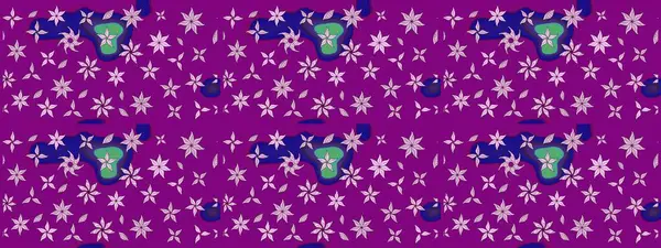 Raster illüstrasyonundaki çiçek desenli çizim. Mor renkte çiçekler.