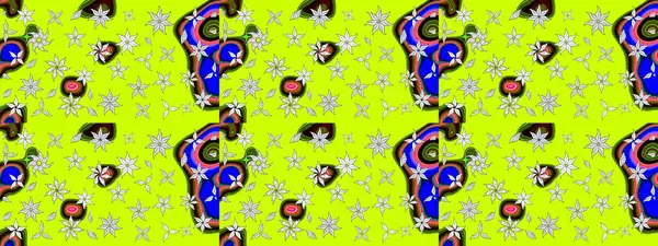 Çiçekli eskiz arkaplanı. Çocuk stili. Renkli Bahar Teması eskiz kalıbı. Düz Çiçek Elementleri Tasarımı.