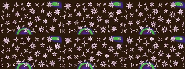 Raster illüstrasyonundaki çiçek desenli çizim. Suluboya tarzında kahverengi renkte çiçekler.