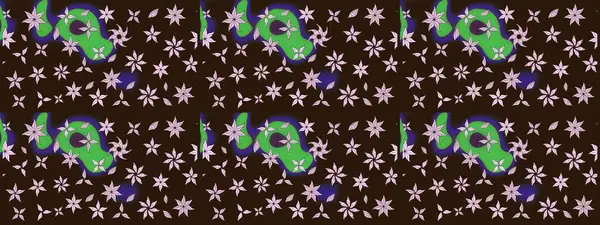 Renkli Bahar Teması eskiz kalıbı. Çiçek desenli eskiz, yaz çiçekleri. Düz Çiçek Elementleri Tasarımı. Kahverengi renkte çiçekler.