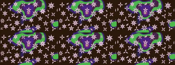 Küçük çiçekteki sevimli çiçek deseni. Bir sürü kahverengi ve soyut çiçekli tropik eskiz deseni. Varicolobrown Raster çizimi.