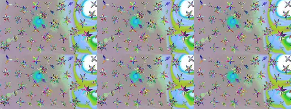 Çiçekli karalama şeklinde Raster çiçek deseni. Tarafsız renklerde bahar çiçekleri. Raster illüstrasyonu.