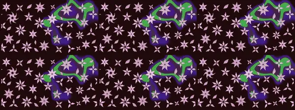 Kahverengi renkte çok kahverengi, zarif küçük çiçekler ve komik böcekler, raster desen, illüstrasyon.