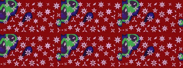 Kırmızı renkte çiçekler. Çiçek desenli eskiz, darbeler, sıçramalar, yaz çiçekleri. Raster illüstrasyonu.