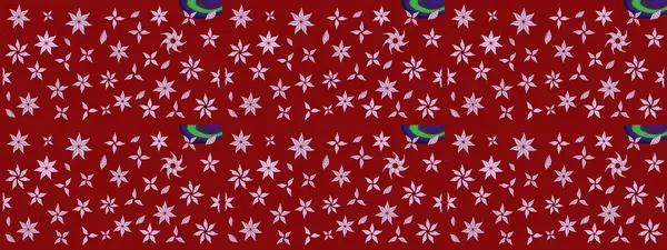 Kırmızı renkte çiçekler. Raster illüstrasyonu. Çiçek süslemeli çizim deseni.