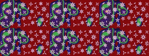 Çiçek kırmızısı eskiz deseni. Klasik taslak çizimi. Raster çiçek izi..