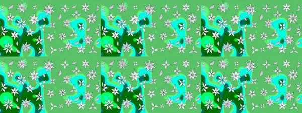 Zarif, parlak ve yeşil çiçek desenli bir taslak. Sabıka baskıları, bebek kıyafetleri, duvar kâğıtları, paket kutuları vb..