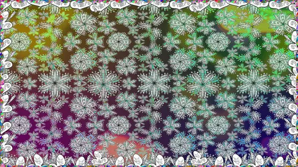 Düz Çiçek Elementleri Tasarımı. Raster illüstrasyonu. Şirin çiçek elementleri. Renkli Bahar Temalı Kusursuz Arkaplan. Kusursuz desenli. Moda desenli..