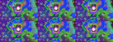 Raster illüstrasyonu. Mavi renkli çiçekler. Tropikal çizim çiçek deseni.