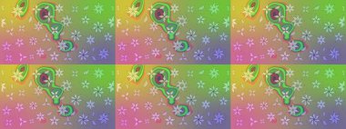 Yeşil renkli çiçekler. Raster illüstrasyonu. Tropikal çizim çiçek deseni.