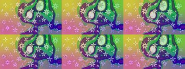 Küçük çiçekteki sevimli çiçek deseni. Yeşil renkte çiçekler.