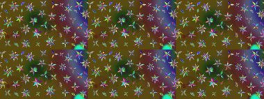 Çiçekli çiçek deseni, suluboya. Renkli Bahar Teması eskiz kalıbı. Yeşil renkli çiçekler. Raster illüstrasyonu. Düz Çiçek Elementleri Tasarımı.