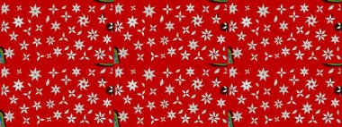 Çiçek desenli çizim. Kırmızı renklerde Asya tekstili. Raster illüstrasyonu.